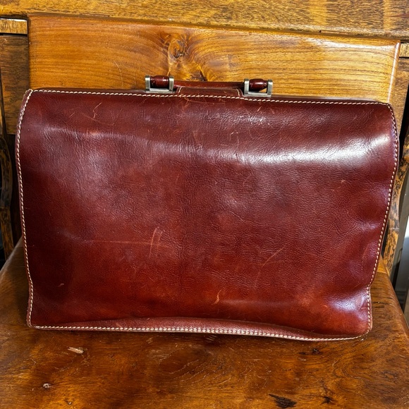 Floto vintage brown leather briefcase; handmade in Italy - Picture 2 of 10